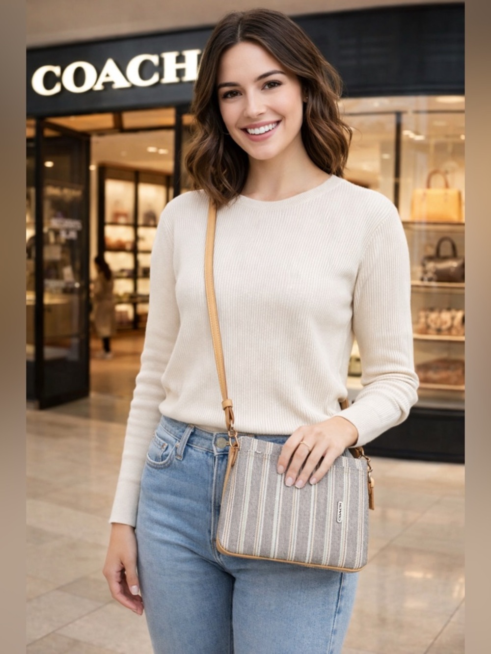 ❌NOT FOR SALE❌ Coach Legacy Crossbody Bag Weekend Ticking Stripe Medium Coach